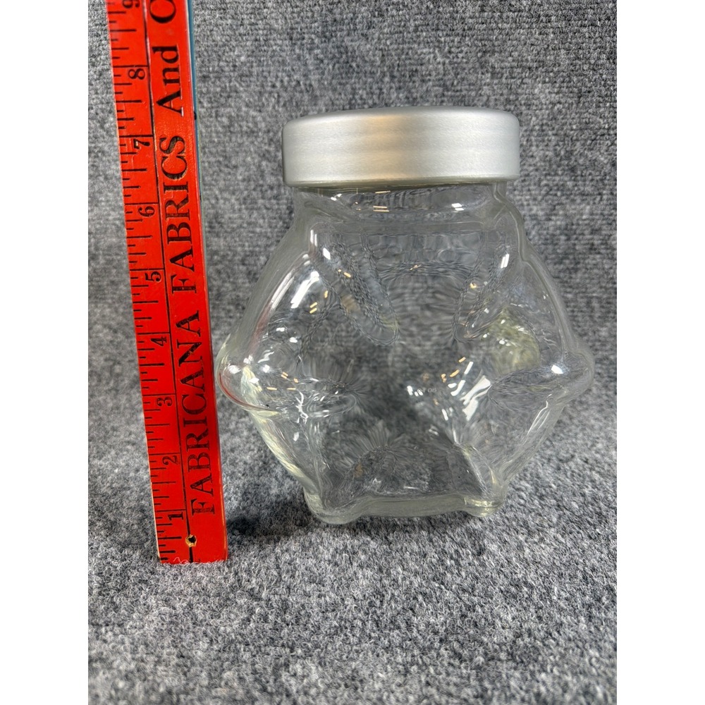 Vintage 1998 IKEA FORVAR Clear Glass Storage Jar Silver Lid France Nautical 5.5" - Picture 6 of 7